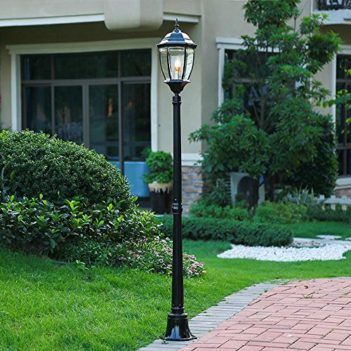 Continental Glass Lantern Lámpara de pie para Exteriores Impermeable 2 Luces Aluminio Villa Luces de jardín Luz de césped Luz de Hierba Columna de lámpara Poste Farola E27