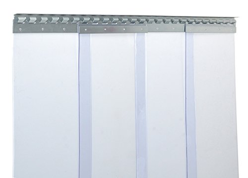 Cortina de fleje de PVC Cortina elástica industrial de 3x300 mm, transparente, completamente premontada, rieles de montaje galvanizados, resistente a la intemperie, protección contra salpicaduras