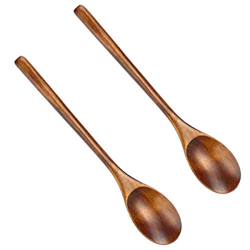 Cuchara de madera, 2 cucharas de mango largo estilo japonés para cocina agitando