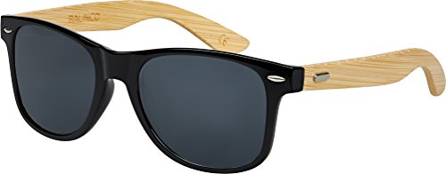 de bambú de alta calidad de las gafas de sol del empollón de goma en las gafas de estilo retro unisex de la vendimia con la bisagra del resorte - 9 colores diferentes/ modelos seleccionados (bambú - Humo)