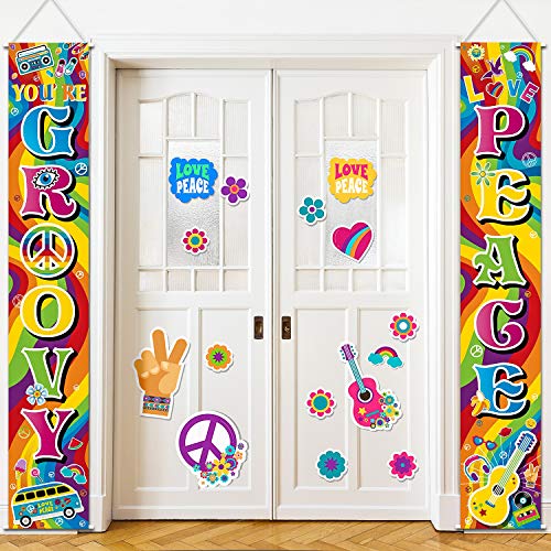 Decoración de pared hippie de los años 60, signo de porche Groovy Party Door Sign para fiesta temática de la década de 1980, decoración de cumpleaños de estrella de rock, telón de fondo de fotos Decoración de pared hippie de los años 60, signo de porche Groovy Party Door Sign para fiesta temática de la década de 1980, decoración de cumpleaños de estrella de rock, telón de fondo de fotos