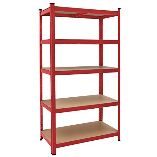 Deuba Estantería de metal Rojo 5 niveles Almacenamiento - Bricolaje 180x90x40 cm Carga máxima de 875kg taller garaje Deuba Estantería de metal Rojo 5 niveles Almacenamiento - Bricolaje 180x90x40 cm Carga máxima de 875kg taller garaje