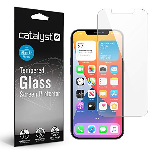 Diseñado para el iPhone 12 Pro Max protector de pantalla de vidrio templado por Catalyst con la limpieza de la almohadilla, la protección contra los arañazos, fácil de instalar y sin burbujas, polvo