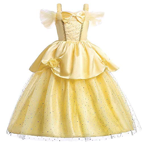 Disfraz de Princesa Belle para niñas, con Capas, para Vestir (5-6T)