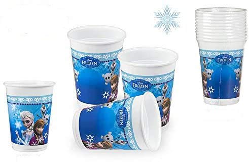 DISOK - Pack 10 Vasos Frozen 200 Ml - Vasos Cumpleaños Fiestas Frozen. Decoración de Cumpleaños Infantil