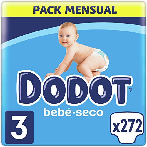 DODOT Bebé-Seco Pañales Talla 3, 272 Pañales, 6-10 kg, Hasta 12h De Protección Anti-fugas
