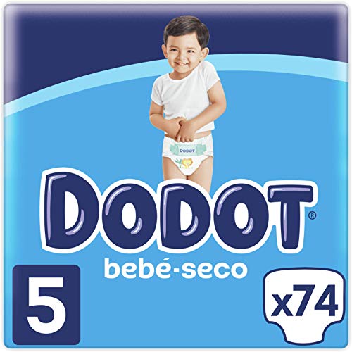 Dodot Bebé-Seco Pañales Talla 5, 74 Pañales, 11-16kg, Hasta 12h de Protección Anti-fugas