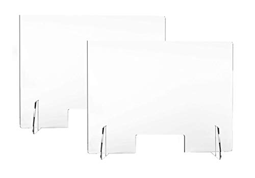 DQSG Dos Mamparas de metacrilato MOSTRADOR, 120 de Ancho x 80 cm de Alto, con ventanilla de 15 x 26 cm, Transparente