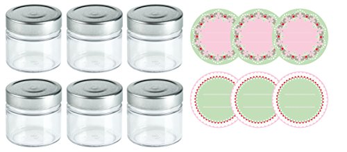 Dr. Oetker - Tarros de Rosca con Tapas, para Mermelada, con Etiquetas Adhesivas para Escribir, tarros Resistentes al Calor en Caja de Regalo (cantidad: 6 Unidades)