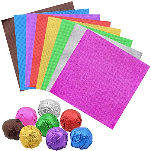 Dreamtop 800 unidades de 8 colores de envoltura de chocolate y caramelo de aluminio de embalaje para decoración de embalajes de caramelos, 8 x 8 cm