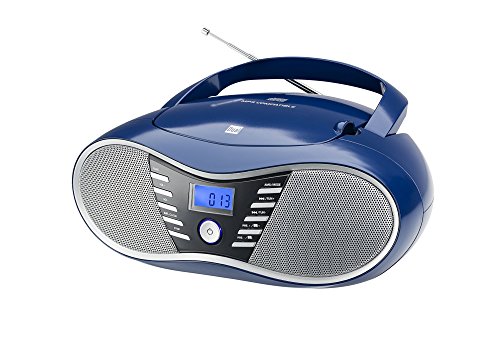 Dual P 60 BT - Boombox portátil (Radio FM, Reproductor de CD, Bluetooth para reproducción de Audio, Puerto USB), Color Azul