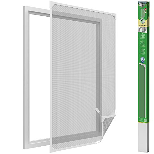 easy life Mosquitera para ventanas con cuadro magnético en PVC fácil de instalar - Sin necesidad de perforar y acortable individualmente, Color:Blanco, Talla:100 x 120 cm