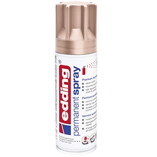 Edding 5200 spray permanente - oro rosa - 200 ml - pintura acrílica para pintar y decorar vidrio, metal, madera, cerámica, plástico, lienzo - aerosol, spray acrílico, spray de pintura