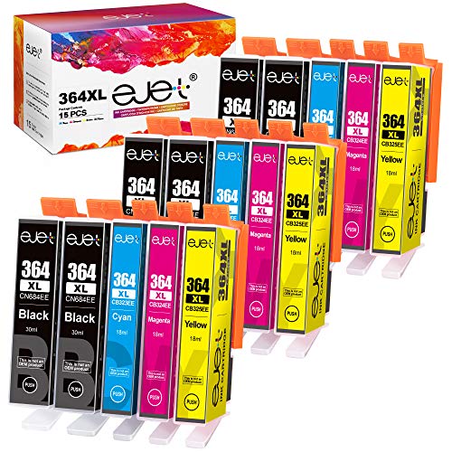 ejet Reemplazo para Cartuchos de Tinta HP 364 364XL para HP Photosmart 5510 5515 5520 5522 6510 6520 B8550 C5388 D7560, HP Officejet 4620, HP Deskjet 3070A (6 Negro, 3 Cian, 3 Magenta, 3 Amarillo) ejet Reemplazo para Cartuchos de Tinta HP 364 364XL para HP Photosmart 5510 5515 5520 5522 6510 6520 B8550 C5388 D7560, HP Officejet 4620, HP Deskjet 3070A (6 Negro, 3 Cian, 3 Magenta, 3 Amarillo)
