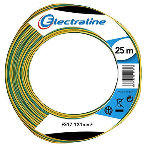 Electraline 13032 - Cable madeja FS17 (1 x 1 m, 25 m), color amarillo y verde