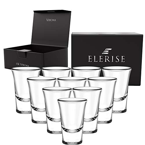 Elerise Verona - Juego de vasos de chupito (12 unidades, 3 cl, cristal con base gruesa, 12 unidades)