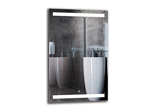 Espejo LED Deluxe - Dimensiones del Espejo 50x80 cm - Interruptor tactil - Espejo de baño con iluminación LED - Espejo de Pared - Espejo con iluminación - ARTTOR M1ZD-30-50x80 - Blanco frío 6500K