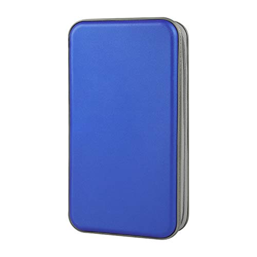 Estuche de CD, Alachi EU 96 Capacidad de plástico Duro Cremallera de Viaje Estuche de Billetera de Almacenamiento de CD (96 Capacidad, Azul)