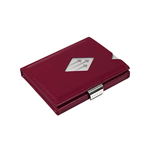 Exentri Trifold - cartera de piel con dispositivo de bloqueo:Elegante, sofisticada, compacta, color rojo