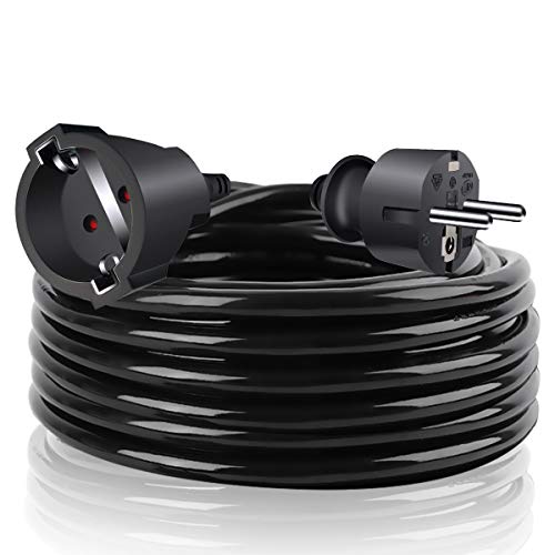 EXTRASTAR Cable Alargador de Corriente IP20 H05VV Alargador Cable 5m Color Negro