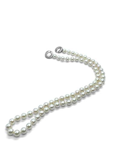 Fallcon Collar Perlas Mujer Cultivadas AKOYA De Agua Salada-Perlas Redondas 6-6.5 mm-Cierre de Plata de Ley Rodiada 925 milésimas