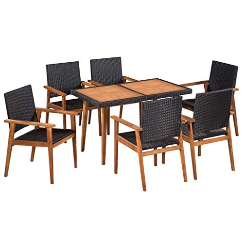 Festnight Jardin Exterior Conjunto Ratán Sintético | 1 Mesa y 6 Sillas | Negro y Marrón Festnight Jardin Exterior Conjunto Ratán Sintético | 1 Mesa y 6 Sillas | Negro y Marrón