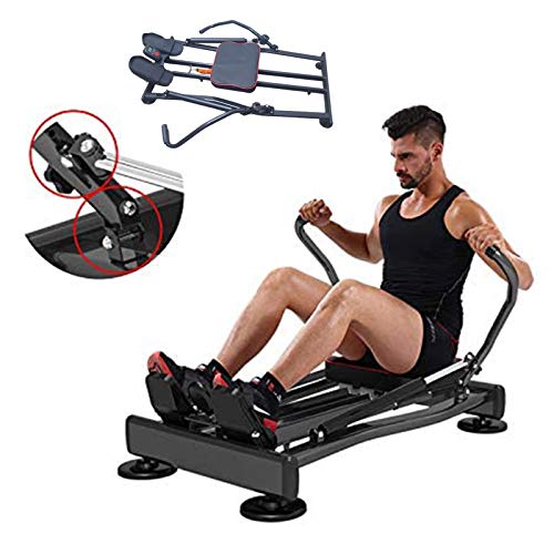 Ffitness FLMD412N - Máquina de Remo Profesional para Entrenamiento en casa, Resistencia hidráulica, Fitness, Cardio Total Body Trainer Crunch, Negro, Talla única