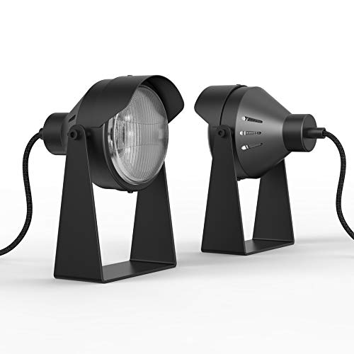 Fisura Lámpara de Escritorio Foco LED “Romi”, De Pie, De Mesa. 20x15 cm, Bombilla GU10 Incluida. Diseño moderno, Base y Cuerpo de Metal. Cubriente de Vidrio. Cable 1,8 m. Color Negro