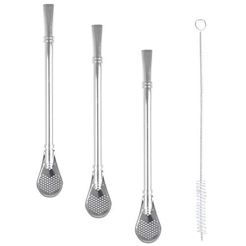 FOCCTS 4pcs Cucharas Pajitas /Desemillas/Cucharaditas de Acero Inoxidable para Té, Café, Té de limón, Jugo, Batidos,Cócteles,etc