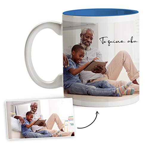 Fotoprix Tazas Personalizadas con Foto y Texto | Regalos Personalizados con Foto para Abuelo | Taza Personalizada con Nombre | Taza de Color Azul Claro Fotoprix Tazas Personalizadas con Foto y Texto | Regalos Personalizados con Foto para Abuelo | Taza Personalizada con Nombre | Taza de Color Azul Claro