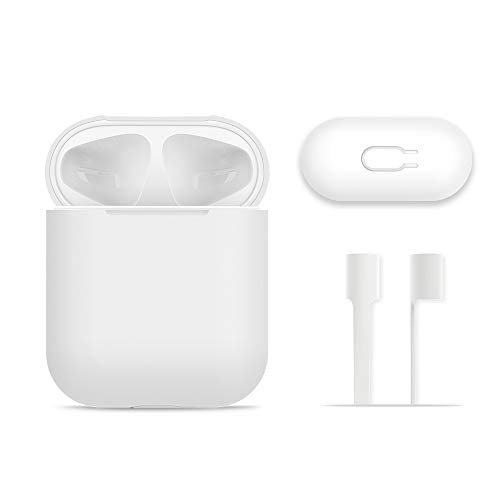FRTMA Compatible AirPods Case Protective, Silicone Skin Case with Sport Strap Compatible AirPods (Ivory White)