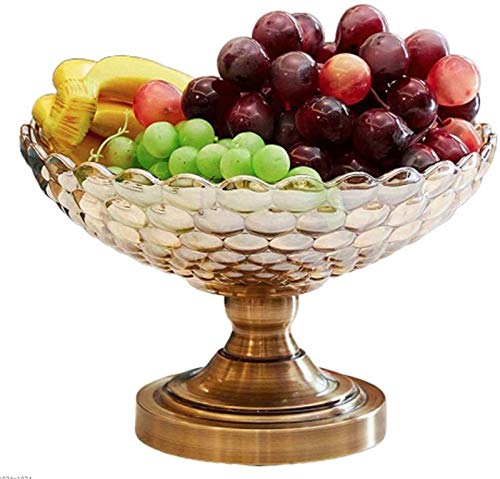 Frutero de metal europeo de cristal de cristal, cuenco de frutas americano, mesa de comedor, sala de estar, decoración de mesa de café, utensilios de cocina para el hogar (color: A)