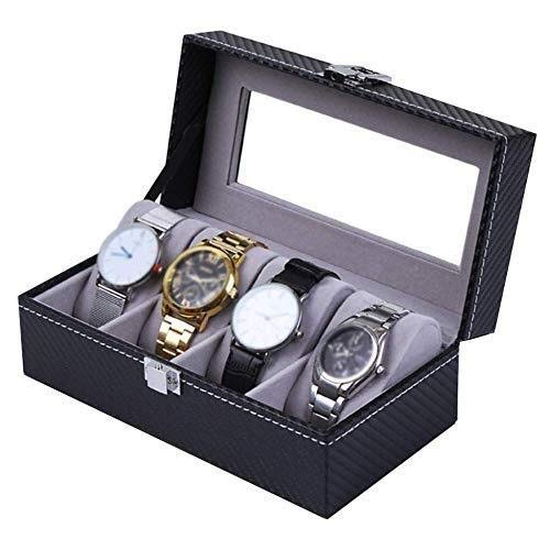 FSJIANGYUE Relojes Box Men's/Women's Watch Box de Almacenamiento 4 Fibra de Carbono a Cuadros Joyería de Vidrio Mueble de exhibición Superior (Color : -, Size : -)