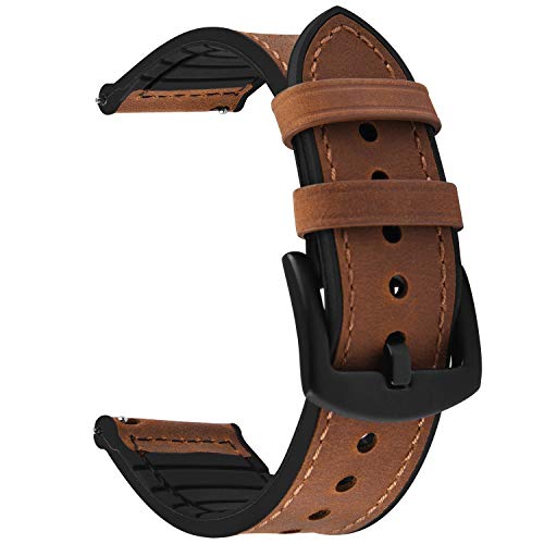 Fullmosa Correa de Reloj de liberación rápida de 22 mm, Correas de Reloj híbridas de Cuero y Silicona para Samsung Gear S3 Classic, Samsung Galaxy Watch (46 mm), Huawei Watch 2, Marrón Fullmosa Correa de Reloj de liberación rápida de 22 mm, Correas de Reloj híbridas de Cuero y Silicona para Samsung Gear S3 Classic, Samsung Galaxy Watch (46 mm), Huawei Watch 2, Marrón
