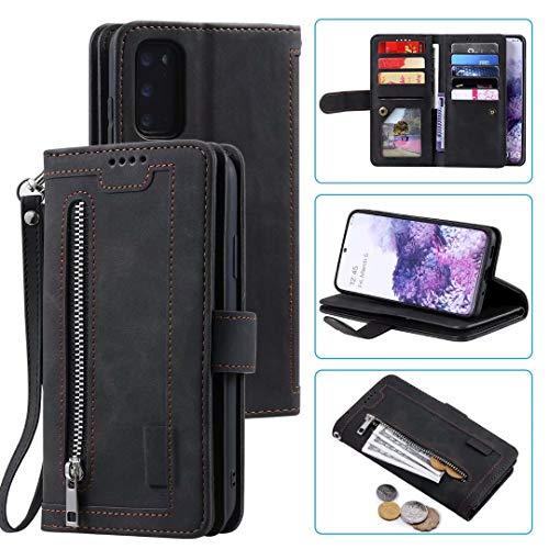Funda para Samsung Galaxy S8 Plus, de piel sintética de primera calidad, con cierre a prueba de golpes, con ranuras para tarjetas y correa de muñeca magnética para Samsung Galaxy S8 Plus, color negro Funda para Samsung Galaxy S8 Plus, de piel sintética de primera calidad, con cierre a prueba de golpes, con ranuras para tarjetas y correa de muñeca magnética para Samsung Galaxy S8 Plus, color negro
