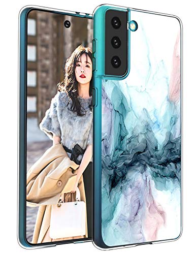 Funda para teléfono móvil compatible con Samsung Galaxy S21+ 5G, funda transparente de silicona TPU, diseño de mármol original Galaxy S21+ 5G, funda protectora para Samsung S21 Plus 5G