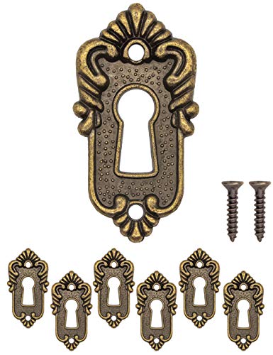 FUXXER® - 6 placas para llaves antiguas con forma de roseta para cerradura, 45 mm x 23 mm, color bronce