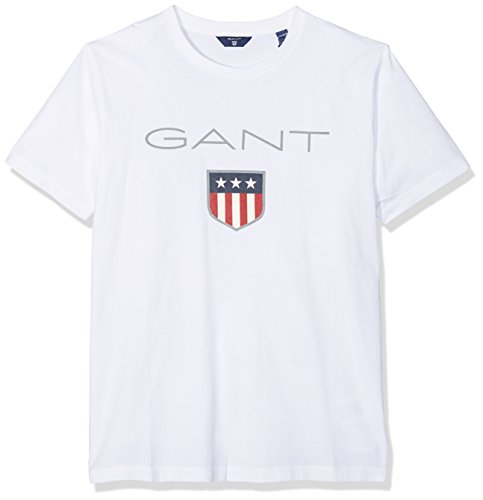 GANT D1. Shield Logo SS T-Shirt Camiseta, Blanco (White), 9-10 años (Talla del Fabricante: 134/140) para Niños