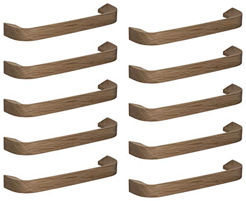 Gedotec - Tirador para armario (madera de roble, 10 unidades, distancia entre agujeros 160 mm, madera maciza, para cajones y puertas de armario, 10 unidades) Gedotec - Tirador para armario (madera de roble, 10 unidades, distancia entre agujeros 160 mm, madera maciza, para cajones y puertas de armario, 10 unidades)