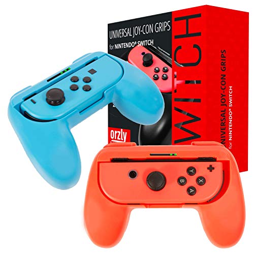 Grips de Orzly compatibles con los Joy-Cons de la Nintendo Switch - Pack DE Dos (1x Rojo y 1x Azul) Grips Universales para Usar con los JoyCons de la Nintendo Switch
