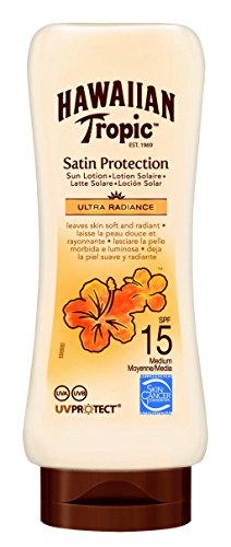 Hawaiian Tropic Satin Protection Ultra Radiance SPF 15 - Loción Solar de Protección Media , Protege y Suaviza la Piel , Fragancia Frutas Tropicales, 180 ml Hawaiian Tropic Satin Protection Ultra Radiance SPF 15 - Loción Solar de Protección Media , Protege y Suaviza la Piel , Fragancia Frutas Tropicales, 180 ml