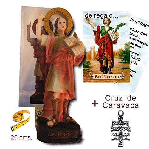Heraldys.- Figura San Pancracio Pintada a Mano 20 cms. + Estampa de Regalo. También de Regalo estampas de San Expedito, San Judas Tadeo y San Miguel.