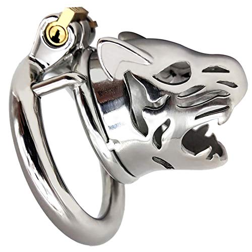 Heshow Dispositivo de cinturón de acero Diseño de cabeza de tigre para juguete de control de equipo de regalo masculino (longitud 42 mm) con anillo circular de 40 mm
