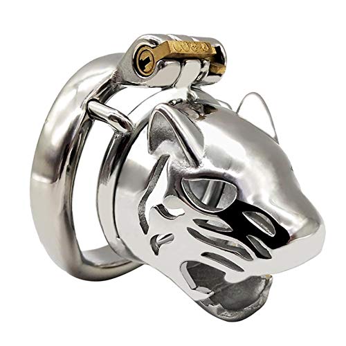 Heshow Dispositivo de cinturón de acero Diseño de cabeza de tigre para juguete de control de equipo de regalo masculino (longitud 42 mm) con anillo de arco de 40 mm
