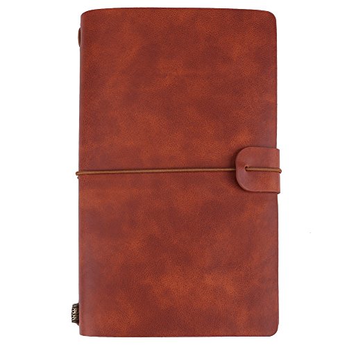 Hilitand - Cuaderno de viaje de piel sintética, 5 colores, diario personalizado, diario, bloc de notas recargable, color marrón
