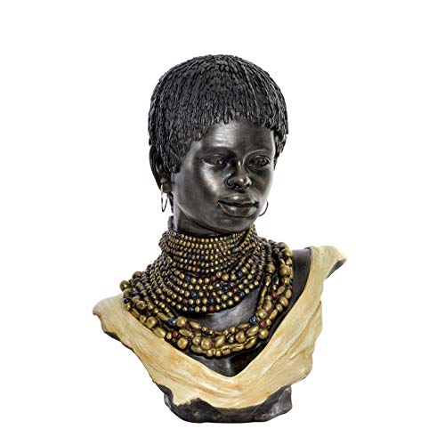 Hogar y Mas Figura Africana de Resina con un Toque Envejecido. Ideal para Decorar, 2 Modelos a Elegir. Original/Vintage 26X20X42 cm. - B