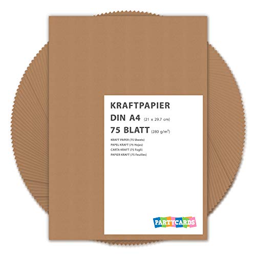 Hojas de papel de estraza cartón kraft 280 gr/m2 Natural en alta calidad, ideal para manualidades y DIY marrón gitano tarjetas boda invitación (75 Hojas, DIN A4) Hojas de papel de estraza cartón kraft 280 gr/m2 Natural en alta calidad, ideal para manualidades y DIY marrón gitano tarjetas boda invitación (75 Hojas, DIN A4)