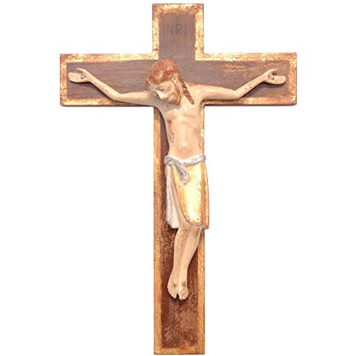 Holyart Crucifijo ROM?Nico 25cm, Madera Valgardena Viejo Antiguo Dorado