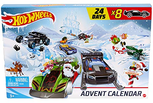 Hot Wheels- Calendario de adviento 24 días de Vacaciones llenos sorpresas con Coches y Accesorios (Mattel GJK02)