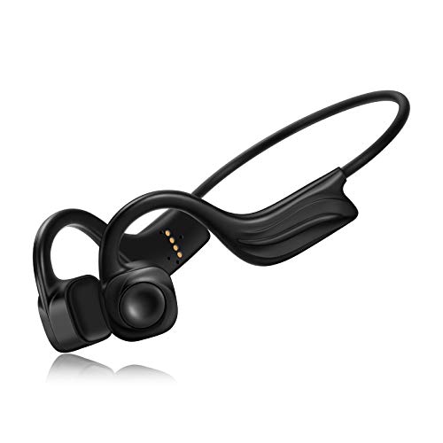 HUICCN Auriculares con sonido de hueso Bluetooth, IP68, resistentes al agua, 8 GB, conducción con cancelación de ruido, micrófono para deporte, color negro